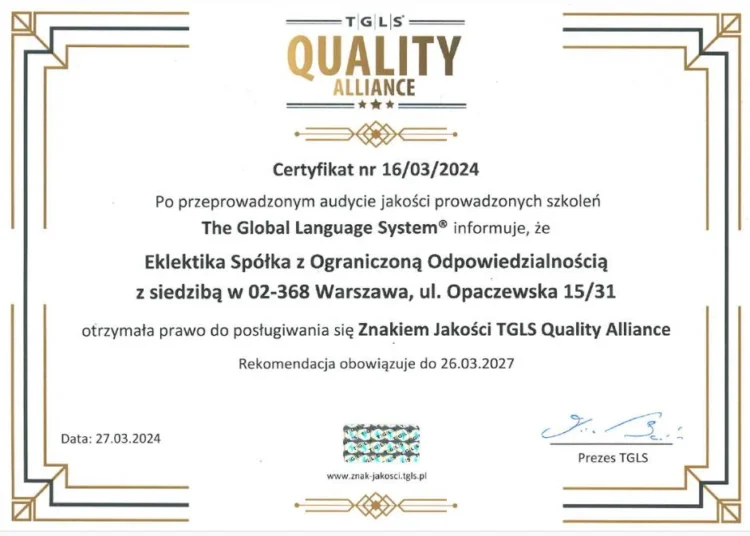 TQLS Quality Alliance dla Eklektika.pl